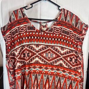 Eyeshadow Women top Tunic plus size 1X Rusty Bohemian Relaxed Oversized‎ Up-down